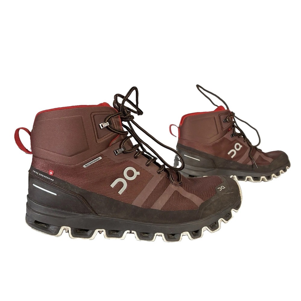 On Cloud Cloudrock Trek Waterproof Hiking Boots Mens 11 Cocoa Red Trekking shoes